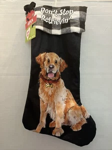 NUEVO ASPCA Don't Stop Retrievin Golden Retriever Negro Búfalo Medias de Navidad - Imagen 1 de 6