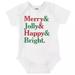 Classic Christmas Merry Jolly Happy Bright Newborn Baby Boy Girl Infant Romper - Picture 1 of 7