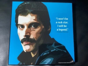 Bild POP ART Freddie Mercury Queen , Poster Portrait  im Holzrahmen 25x25cm NEU - Picture 1 of 4