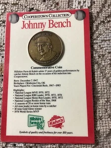 Johnny Bench ⚾️ Cincinnati Reds ⚾️ Cooperstown Collection Commemorative Coin - Picture 1 of 4