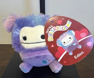 Squishmallows Clip On Nuovo con etichette - EDEN Bigfoot 2025 Viola San Valentino Portachiavi Peluche - Foto 1 di 12