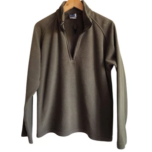Spyder Pullover Medium Olive Green M Mens BROKEN ZIPPER Polyester Fleece Quarter - Picture 1 of 24