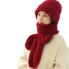 Warm Cozy Winter Hat Scarf Set Double-layered Knitted For Women