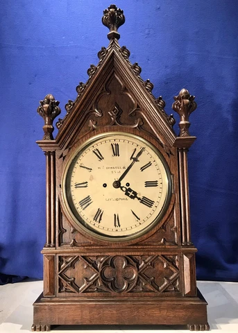 ANTIQUE Wm ROSKELL & Co, GOTHIC BRACKET STRIKE CLOCK,DOUBLE FUSEE MOVMENT Cover