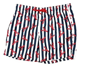 GEORGE MEN'S LINED SWIM TRUNKS ELASTIC DRAWSTRING  L 36/38 LOBSTERS AMERICANA - Picture 1 of 4