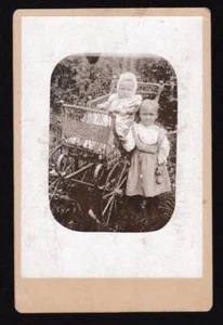 Antike Kabinettkarte Foto Geschwister und Kutsche Arthur H. - Bild 1 von 2