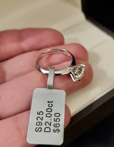 2ct Moissanite Round Cut Solitaire Engagement Woman's Ring 14k White Gold Finish - Picture 1 of 9