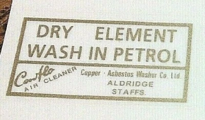DRY ELEMENT WASH IN PETROL gold air filter sticker Triumph T120 T100 1968-74 - Image 1 of 2