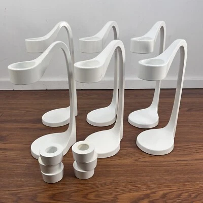 6 X IKEA JATTEVIKTIG Candle Holders - Modern -  10-5/8" & 9.5" White Metal - Image 1 of 4