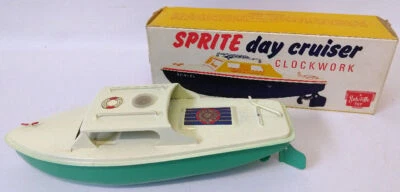 SUTCLIFFE TOY (Inglaterra) 1960 mecanismo de relojería SPRITE día crucero barco de juguete en caja Foto 1 de 4