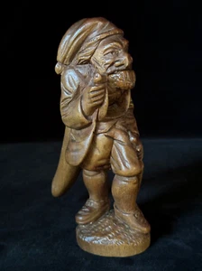 STANDING MAN CARVED NUTCRACKER Pipe & Umbrella Antique Swiss Black Forest c1880 - Picture 1 of 17