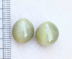 13,90 ct 11*12,5 mm natürliches Katzenauge oval Cabochonschliff lose Edelsteine Paar - Bild 1 von 4