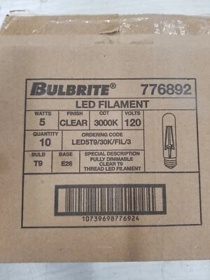 10 Pack Bulbrite 776892 5 Watt 300K T9 Lamps New In Box - Image 1 of 4