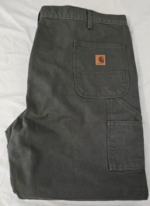 Pantalones de carpintero forrados de franela Carhartt para hombre 44x32 lona verde B111 MOS - Imagen 1 de 9