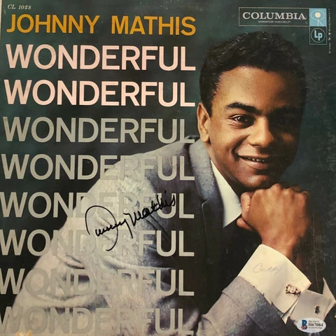 Johnny Mathis Signed Autographed Vinyl Record Beckett Wonderful Cover