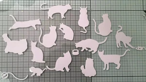 Cat Die Cuts X17 White Or Black Available. Card making. 300gsm card - Picture 1 of 1