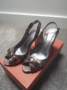 Gunmetal leather Rebeca Sanver sling back shoes sized 37.5 - Picture 1 of 5