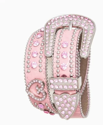 Cinturón Crystal Heart Studs niños talla grande 28" Foto 1 de 2