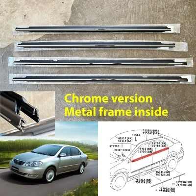 02-08 for Toyota corolla ZZE120 Altis 4door belt chrome weatherstrip rubber seal - Изображение 1 из 4