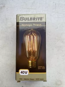 Bulbrite 40W 120V Medium Base ST18 #134019 Nostalgic Thread Antique Amber - Picture 1 of 4