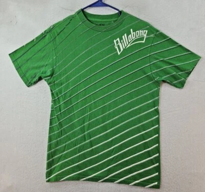 Мужская футболка Billabong средний размер зеленая в полоску  - Изображение 1 из 4