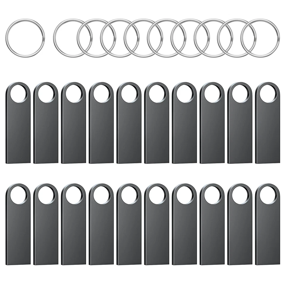 Mini chiavetta USB 1 GB 20 pezzi Nero impermeabile Penna USB 1 GB in metallo - Immagine 1 di 4