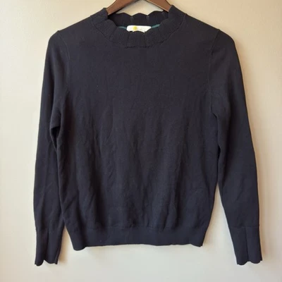 Suéter Boden Para Mujer Negro Lana Algodón Vieira Escote Puños Preppy Talla EE. UU. 8 Foto 1 de 4