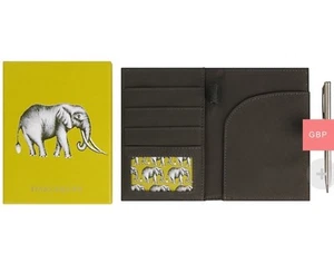 Harlekin Savanne gelb grün Elefant Reisepass Geldbörse Karten & Stift - neu - Bild 1 von 4