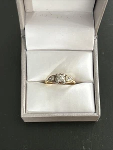 Nachlass 14 Karat Gold bicolor Übergangsschliff Diamant Ring Größe 5 - 2,23 Gramm Vintage - Bild 1 von 9
