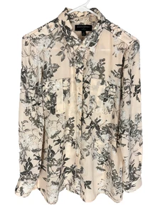BANANA REPUBLIC Blouse Medium Classic Fit Floral Office Career Flirty Preppy Top - Picture 1 of 5