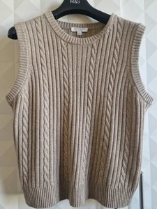 AUTOGRAMM ZOPFMUSTER VORNE MERINO/KASCHMIR TANK. GROSS. Neu mit Etikett  - Bild 1 von 7