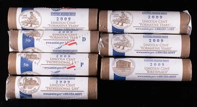 2009 P/D United States Mint Bicentennial Lincoln Cent BU Penny Rolls x7 1c  - Image 1 of 4