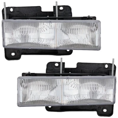Headlight Set For 88-99 Chevrolet K1500 C1500 LH RH Side w/ bulb Composite Type - Imagen 1 de 4