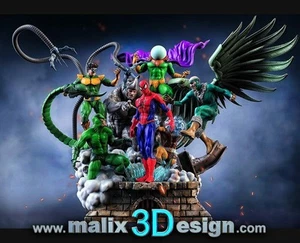 Sinister Six / Spieder man Diorama, impression 3D resine, 18cm (non peint) - Imagen 1 de 2