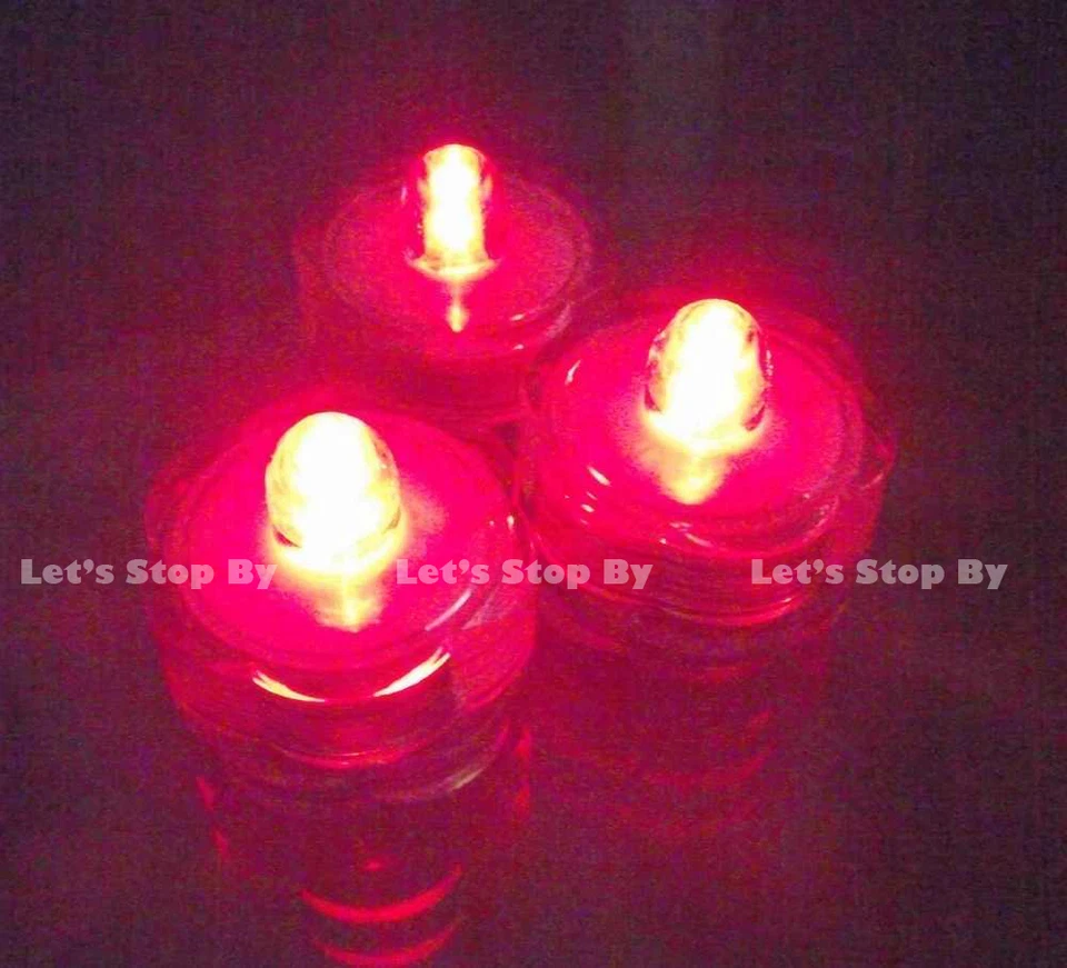 24 Red LED Submersible Waterproof Wedding Floral Party Tea Light Vase Candle - Image 1 of 1