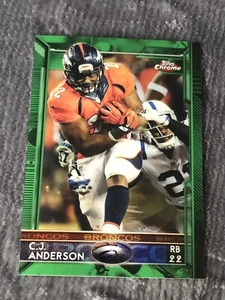 2015 Topps Chrome Green Refractors Broncos Football Card #48 C.J. Anderson  - Picture 1 of 3