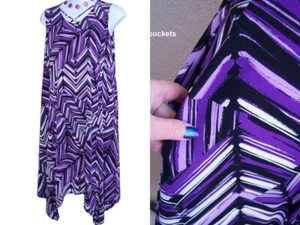 Catherines NEW long maxi dress plus size 0x purple lilac black & white POCKETS - Picture 1 of 11
