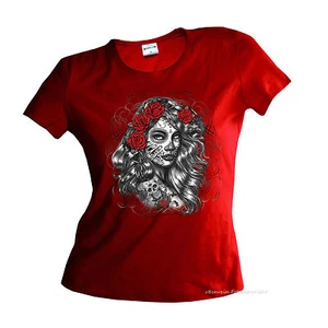 * Camiseta Tatuaje de Mujer Flash Skull Dia de los muertos Gótico estilo mexicano *1021 - Imagen 1 de 1