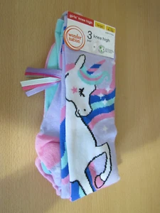 New Wonder Nation Girls Knee High 3 Pair Large 4-10 Multi Colors Unicorn - Picture 1 of 4