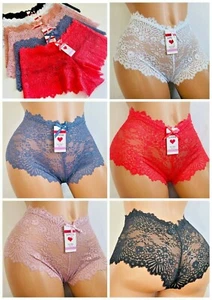 Boyshorts Soft Lace 6/12 Mid Waist Short Panties Underwear Boxer Brief 6817 S-XL - Picture 1 of 12