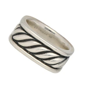David Yurman Sculpted Cable 925 Sterling Silver Square Men's Band Ring Size 9.25 - Picture 1 of 7