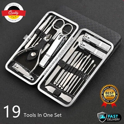 Nagelpflege Set Maniküre Etui 19tlg mit Nagelschere Lederetui Edelstahl - Bild 1 von 4