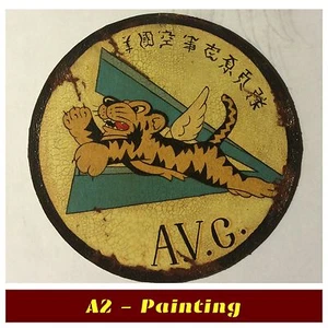 WW2 Hand Painted Antiqued Flying Tigers Leather Patch For A2 / G1 Flying Jacket - Picture 1 of 7