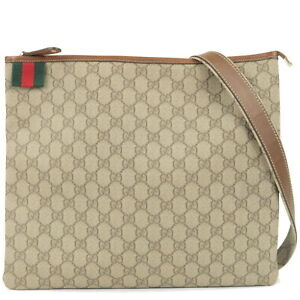 Auth GUCCI Sherry GG Plus GG Supreme Shoulder Bag Leather 246412 Used