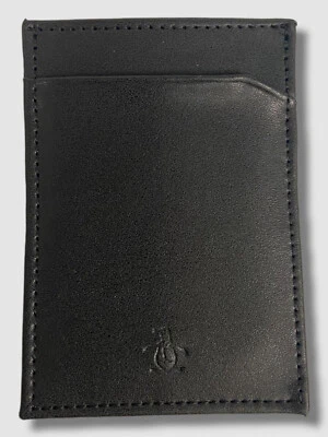$66 Original Penguin Para hombres Negro Cuero Genuino Portatarjetas de Identificación Estuche Billetera Foto 1 de 2