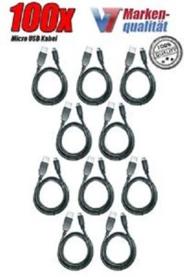 100x Micro USB Kabel Ladekabel~USB 2.0~1m Datenkabel Samsung~HTC~Nokia~ Schwarz - Bild 1 von 3
