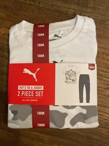Puma Toddler Boys' White W/ Camo Tee And Navy Jogger 2 Pc Set Size 18 Months - Picture 1 of 2
