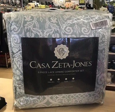 Casa Zeta-Jones Signature Lace Seaglass Full Size Comforter Set - Image 1 of 4