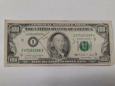 1990 100 Dollars Serial I47101098A In Good Condition Ink Error - Image 1 of 4