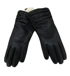 NWT Fownes Touch Screen Black Leather & Faux Fur Lined Smart Gloves Sz Small - Picture 1 of 5